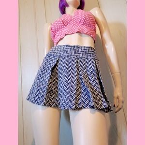VTG 60s Schoolgirl Pleated Skater Mini Skirt